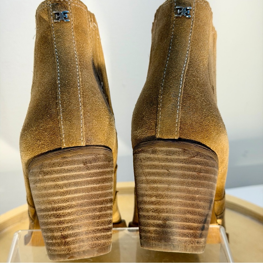 Sam Edelman Winona Western Suede Tan Ankle Boots - Picture 6 of 8